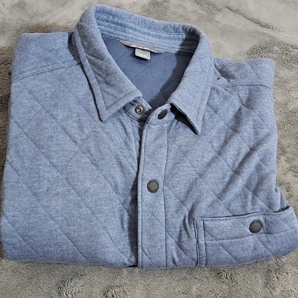 Eddie Bauer Shirt Jacket Quilted Shacket Chore Jacket Outdoor Blue Size L - Picture 1 of 9